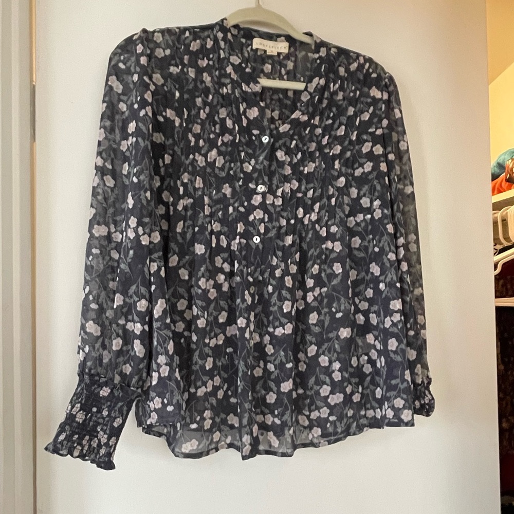 Lovestitch Floral Sheer Blouse - Black and Cream